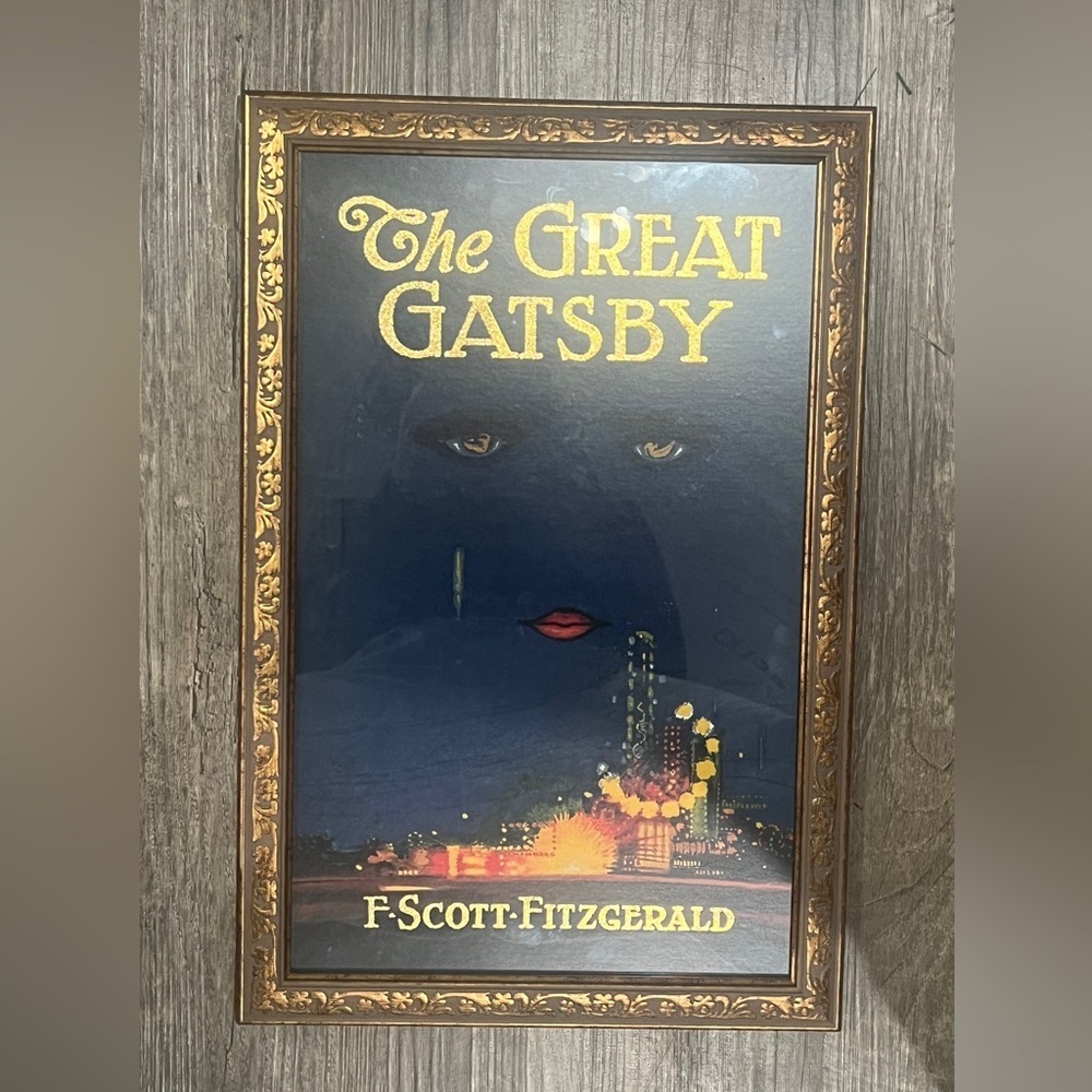 The Great Gatsby Decorative Book Cover - Navy & Gold Framed